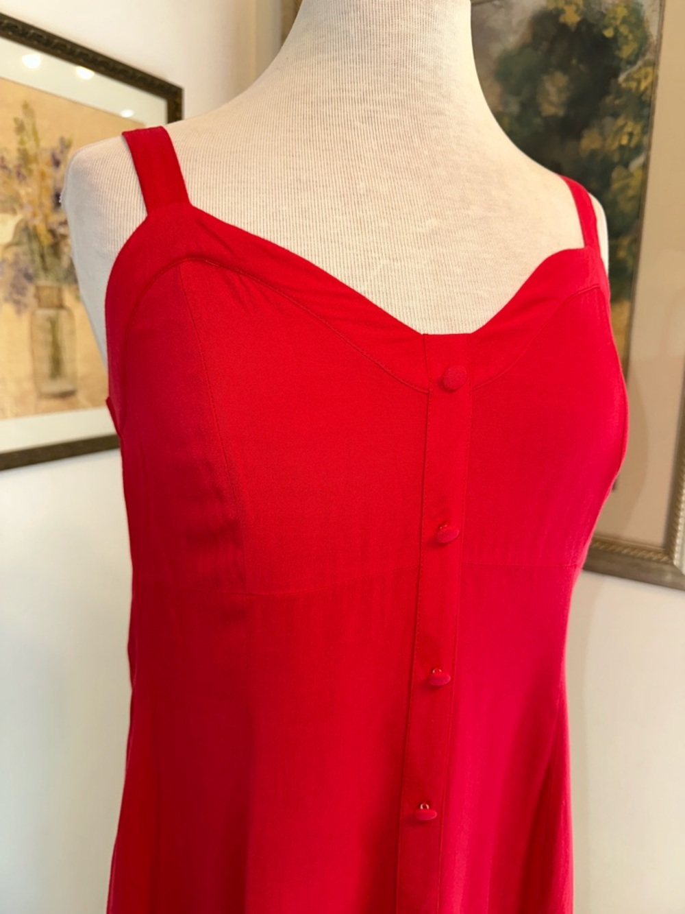 VENUS Charming Red Button-Front Sundress/Tunic Size Medium - Picture 3 of 10